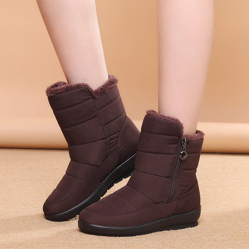 Autumn And Winter Mid Boots Plus Velvet To Keep Warm