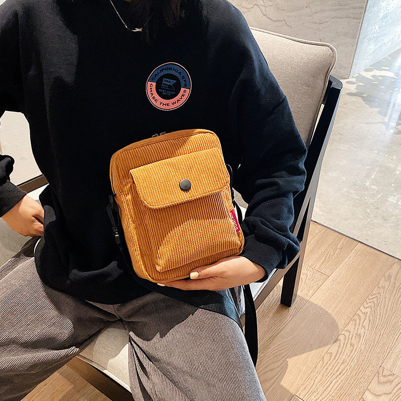 Mobile Phone Bag Corduroy Trend Messenger Small Backpack