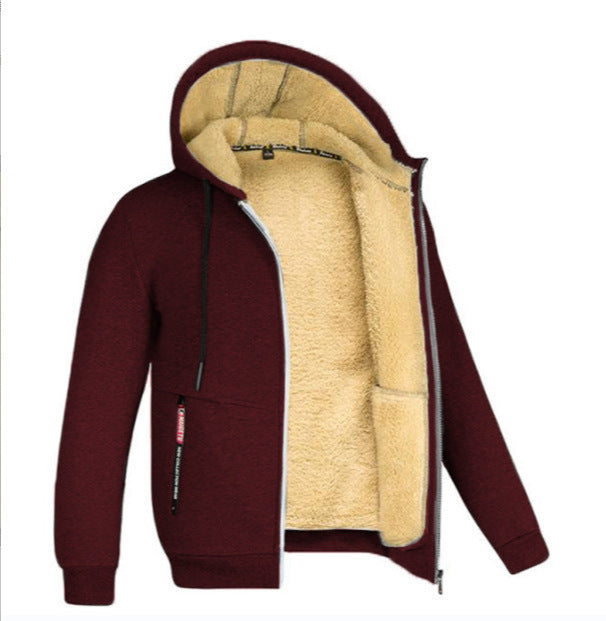 Lamb Fleece Thickened Sports Casual Thickened Hooded Jacket