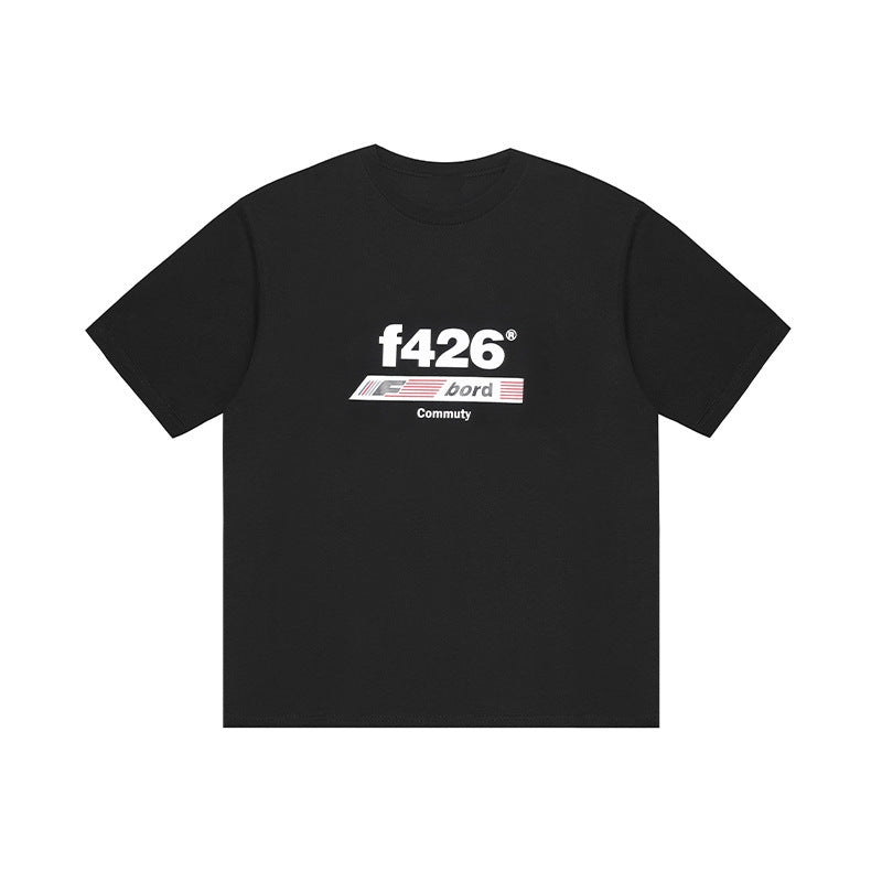 Classic Loose Casual Letter Flag Short Sleeve