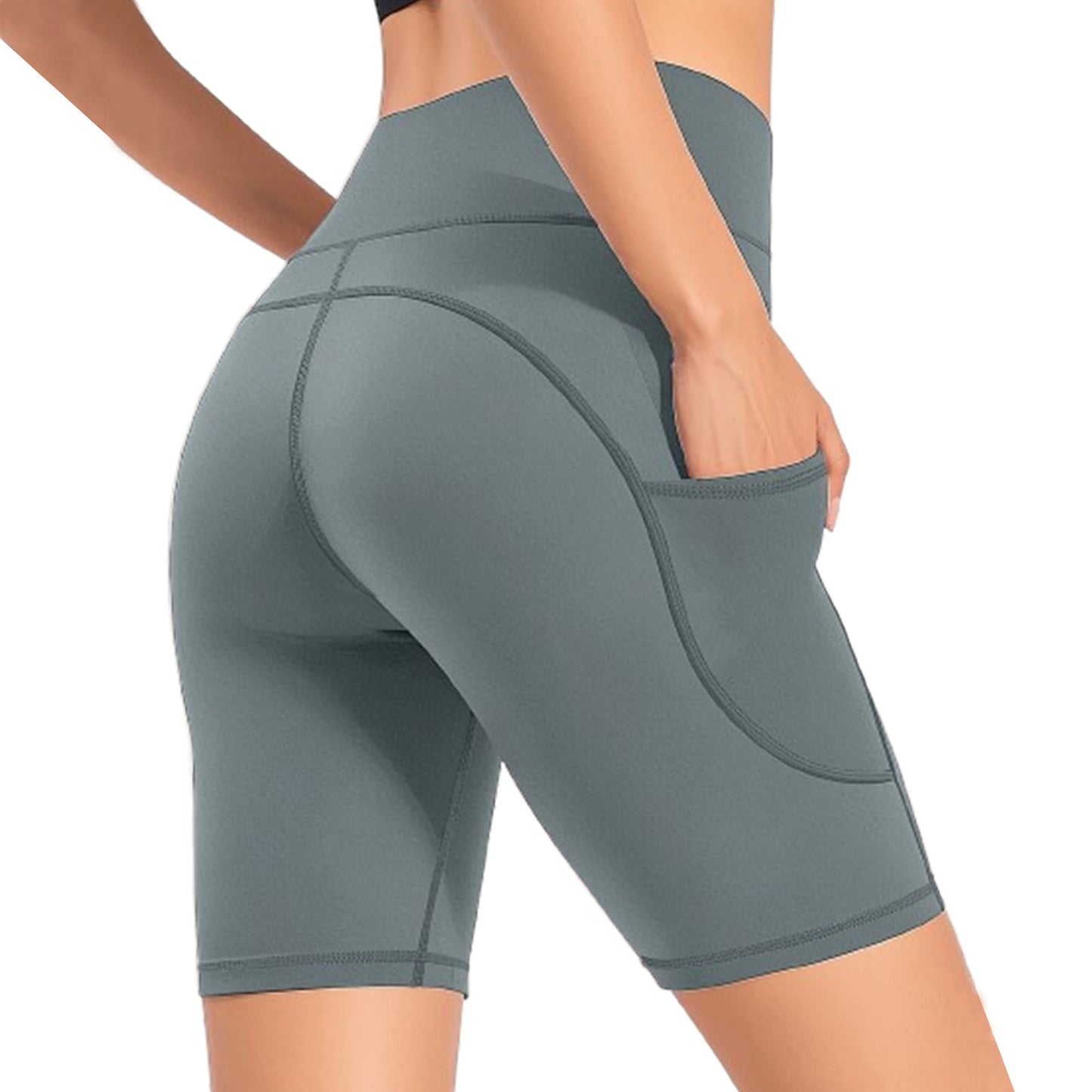 Nude Feel Five Points Yoga Pants Women's Pocket Cycling Pants