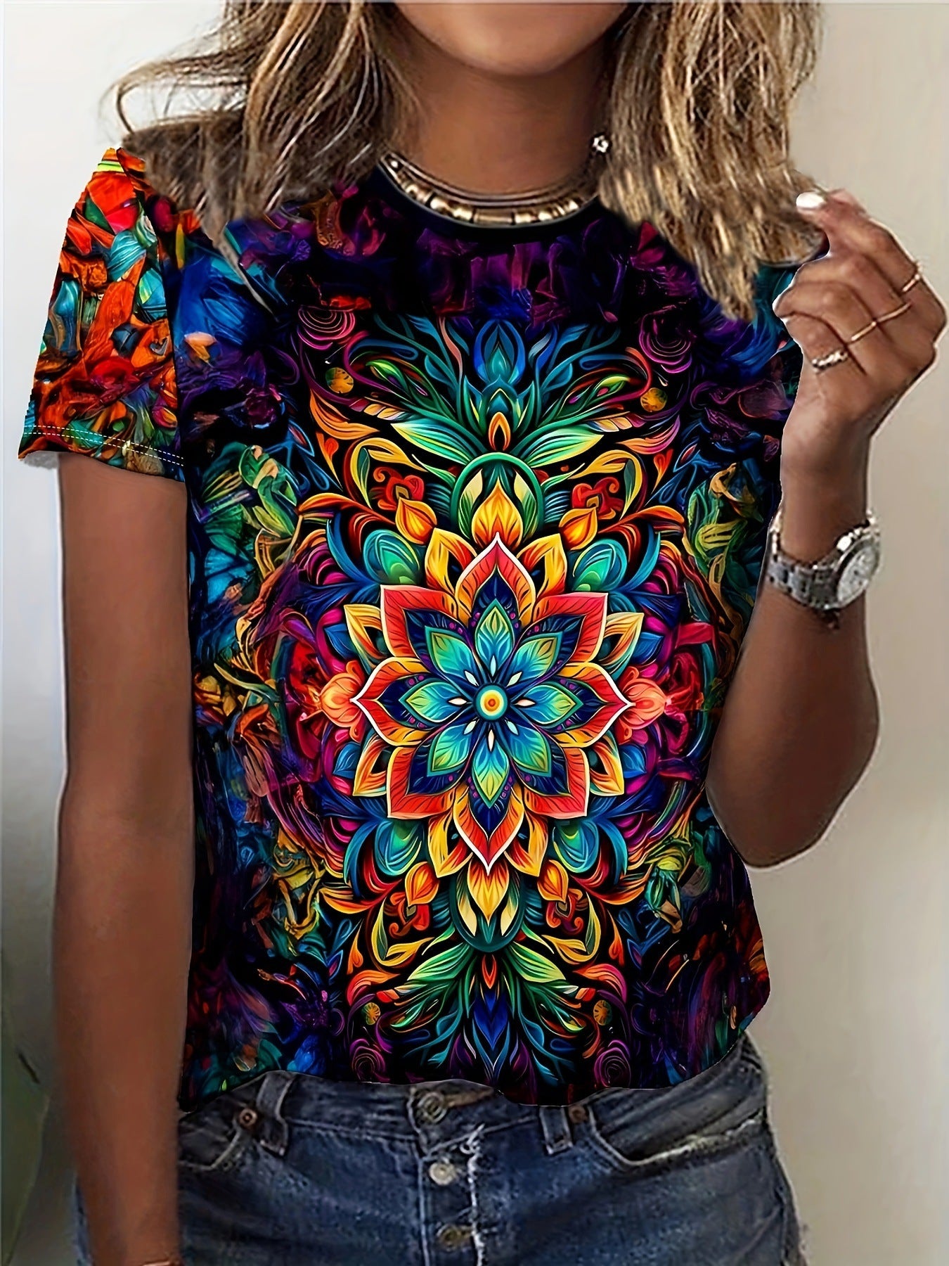 Flower 3D Digital Printing Short Sleeve