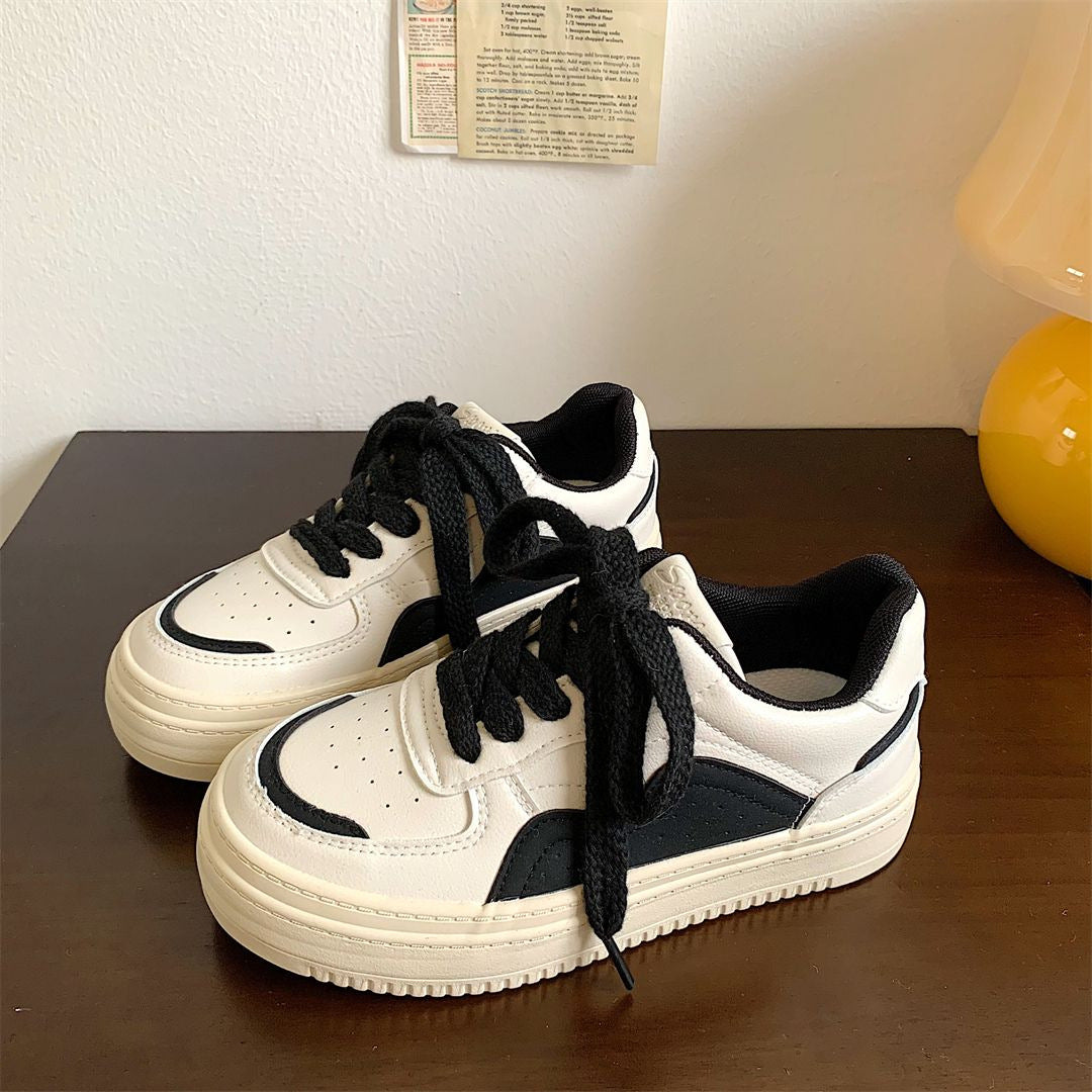 Women's Thick Bottom Height Increasing Breathable White Casual Shoes