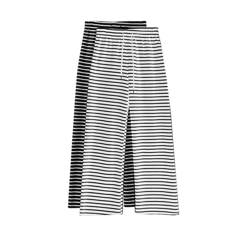 Loose Draping Outer Wear Slimming Stripes Wide-leg Casual Pants