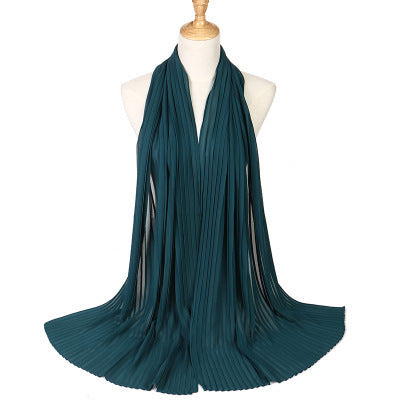 Chiffon crumpled solid color scarf