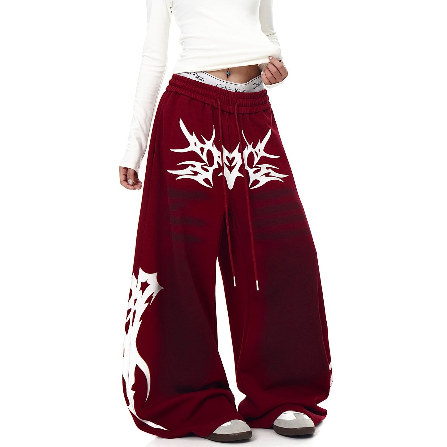 New SpringAutumn Womens Casual Fashionable Lace-Up Waist Loose Pants