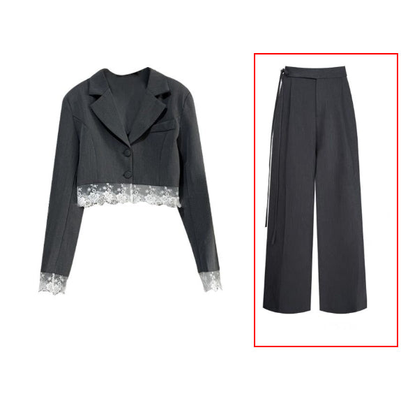 New Stylish Lace-embellished Blazer And Pants Two-piece Set