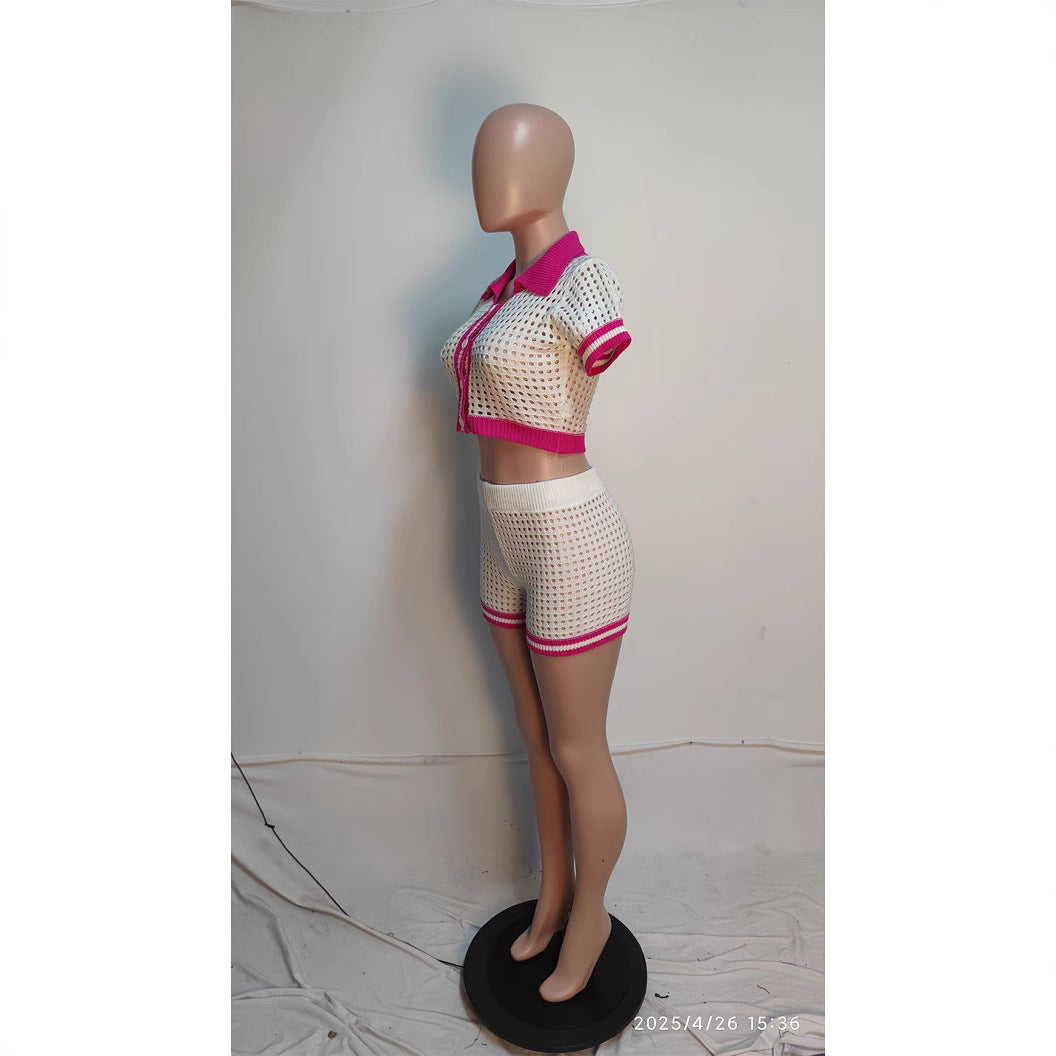 Women's Sexy Knitted Shorts Set For Ladies