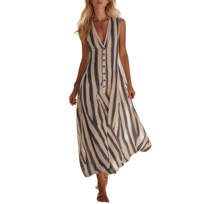 Elegant Beach Deep V-Neck Bohemian Dress