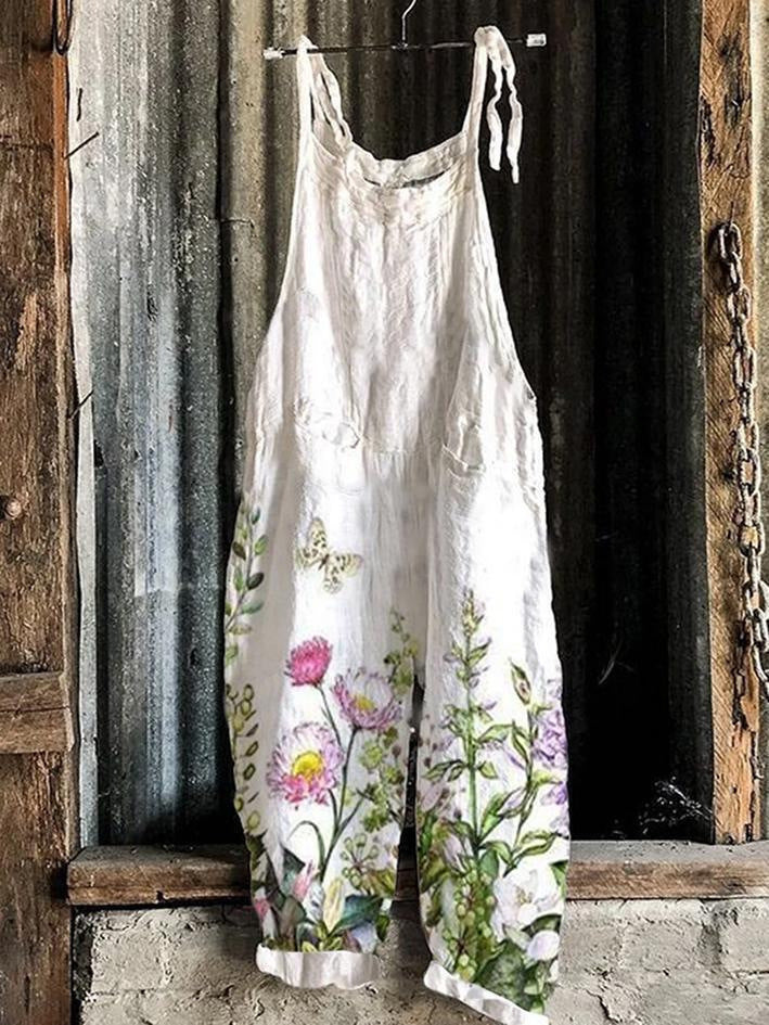 Printed Retro Wide-leg Women's Jumpsuit