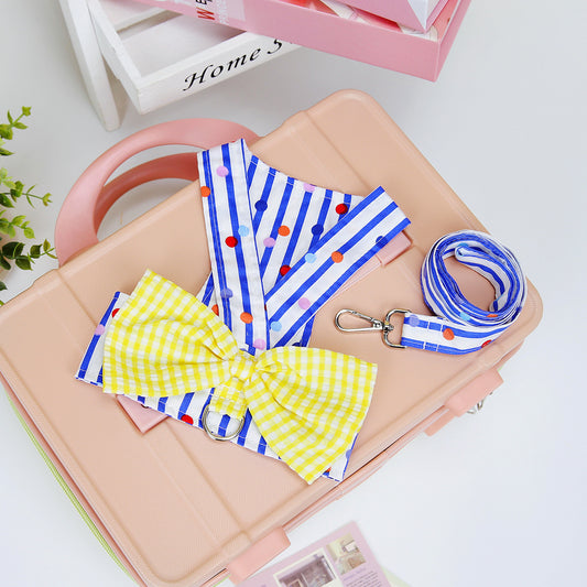 Pet Clothing Vertical Bar Bow Chest Back