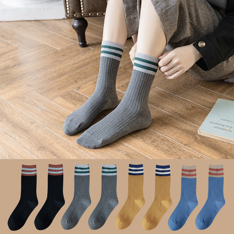 Cotton and velvet thick high-top socks