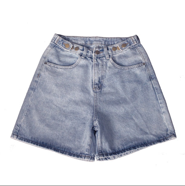 Summer new denim shorts female chic loose thin wide leg high waist hot pants