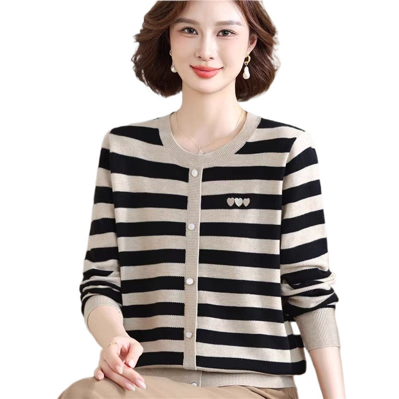 New All-matching Striped Loose Plus Size Top