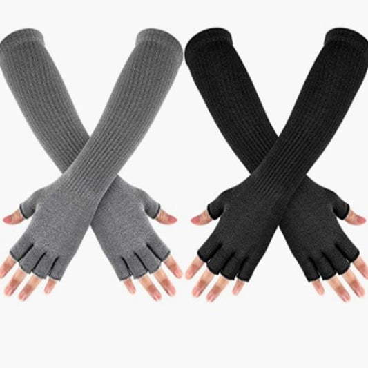 Fashion Elastic Solid Color Cold-proof Warm Half Finger Gloves