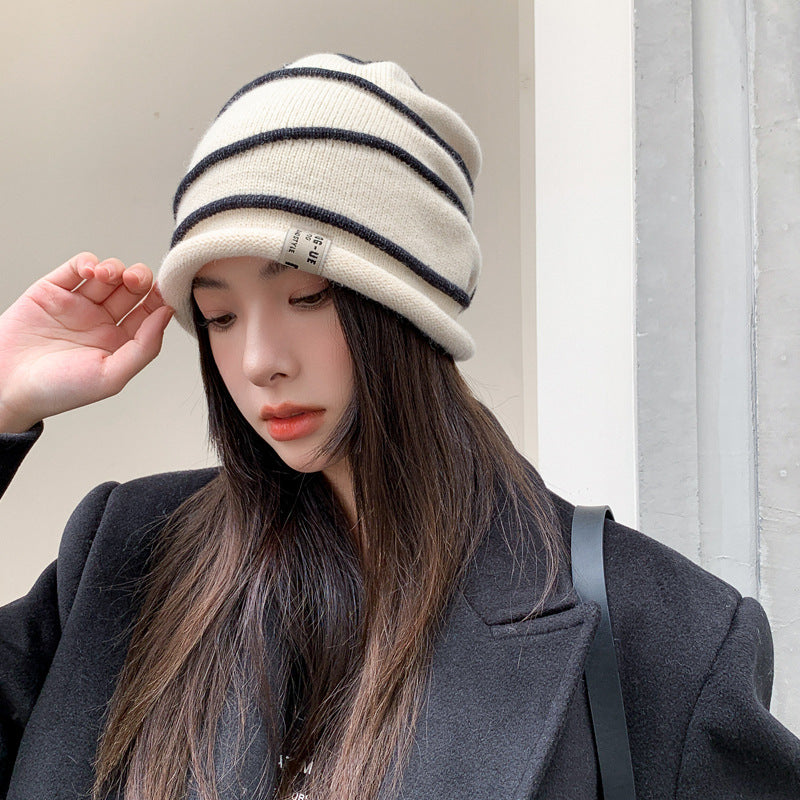 Water Ripple Knitted Woolen Yarn Bag Cap