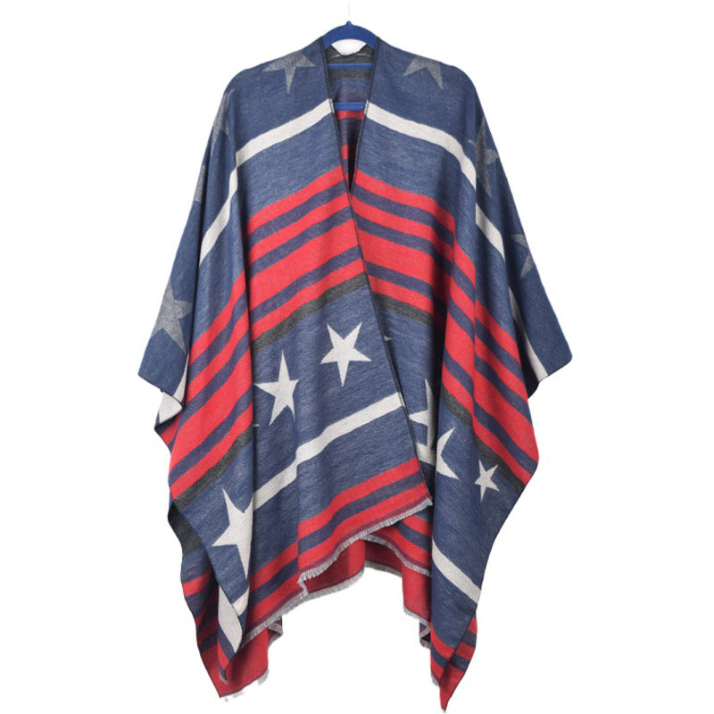 Cashmere Cape Split Shawl Air Conditioning Blanket