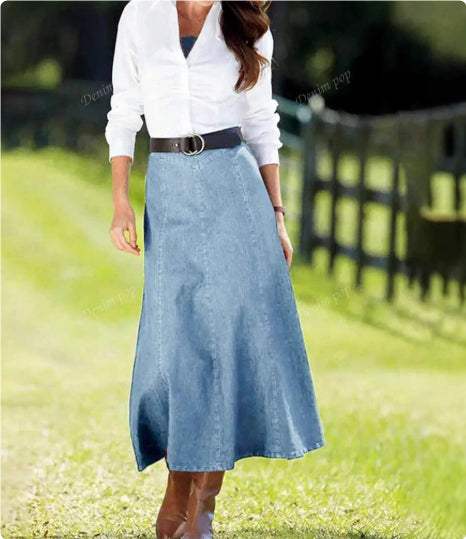 Blue Denim Women's A- Line Overall Dress