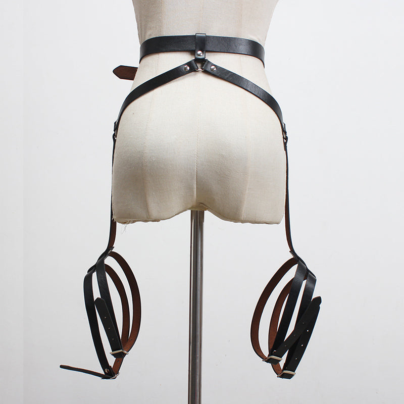 Dark Style Belt Street Punk Leather Metal Leg Ring Hip Hop