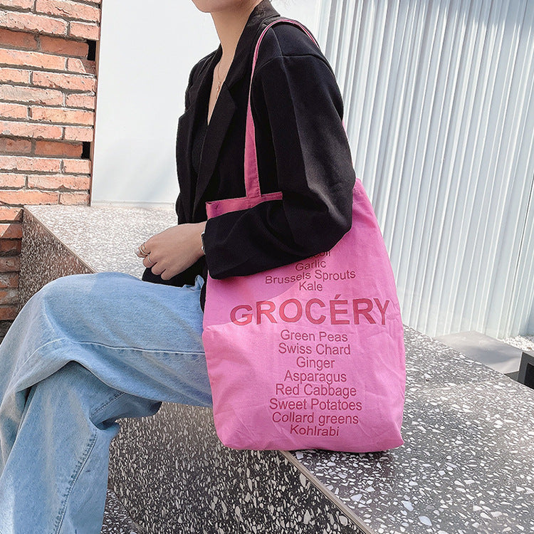 Sweet And Simple English Portable Shoulder Bag With Large Capacity