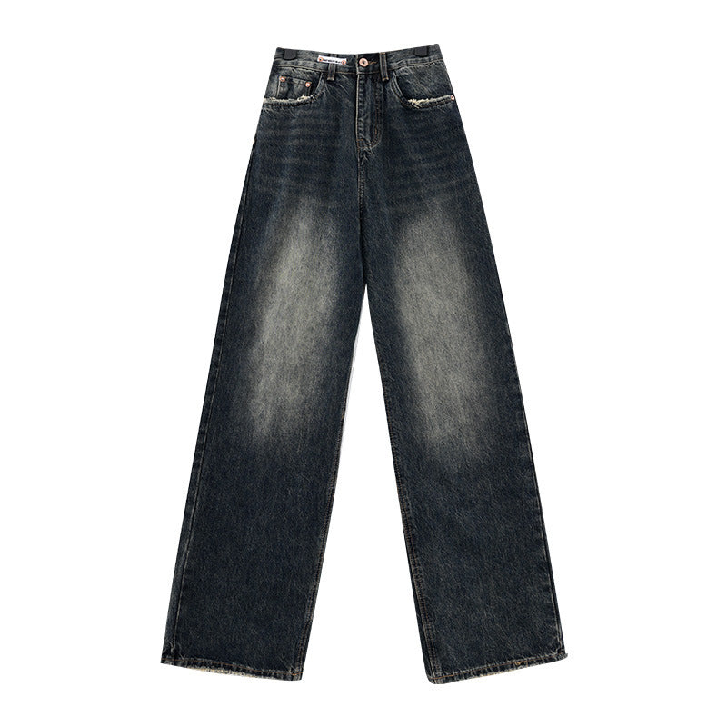 Individualized High Waist Drape Wide Leg Jeans