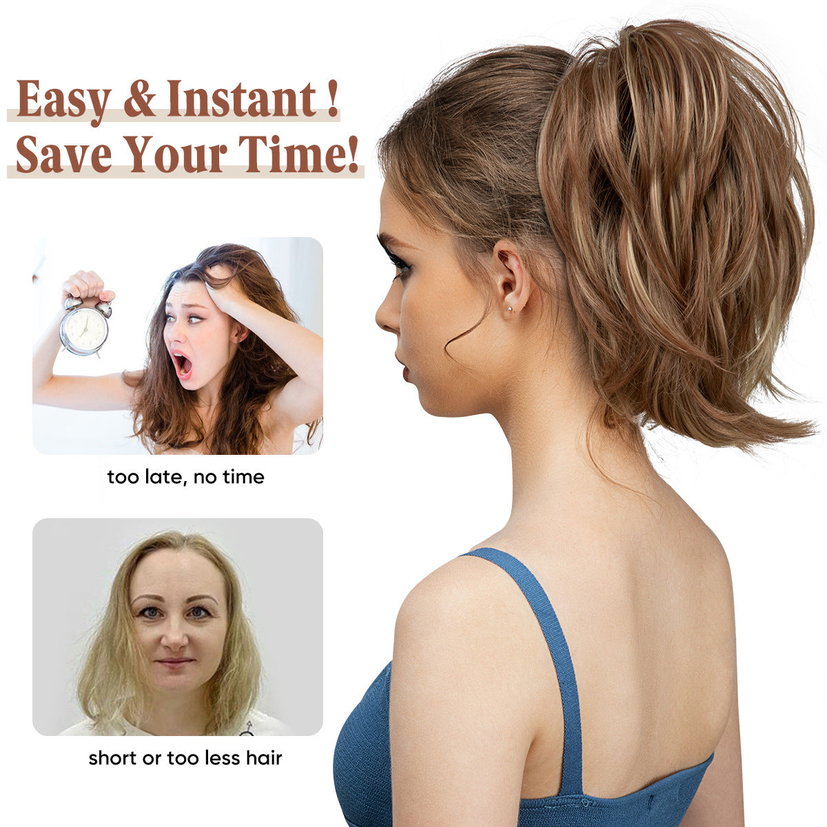 Wig Female Ponytail Short Grip Curly Hair