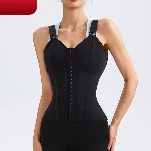 Mesh Zipper Double Layer Steel Rib Tight Waist