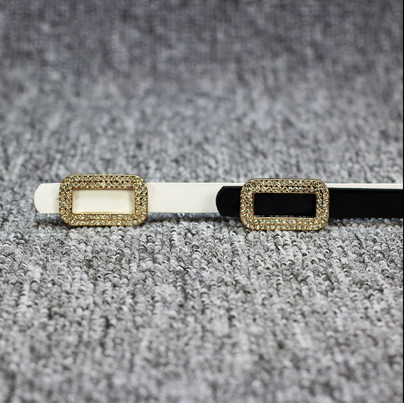Fashionable All-match Bow Buckle Patent Leather Thin Belt