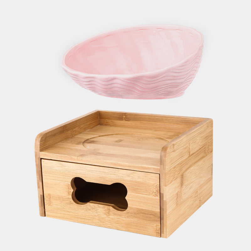Ceramic neck cat bowl with oblique mouth