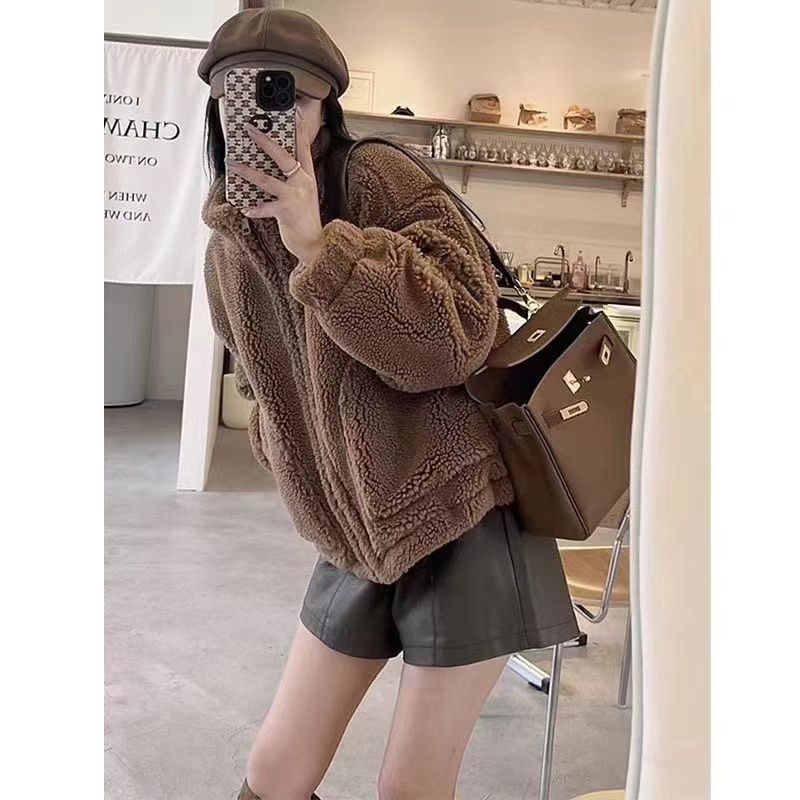 Top Long Sleeve Faux Cashmere Stand Collar Small Coat
