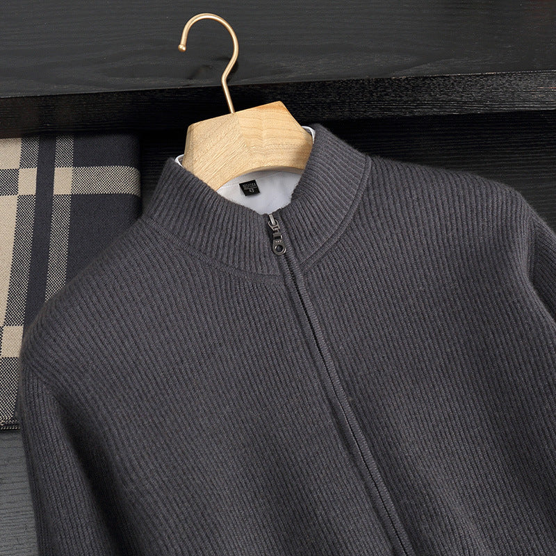 Men's Cashmere Sweater Casual Solid Colo Thickened