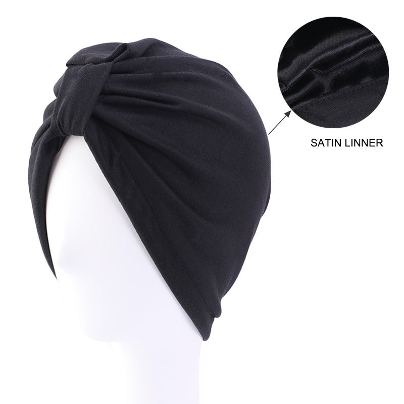 Double-layer Satin Cotton Headscarf Cap Ethnic Turban-style Headwear