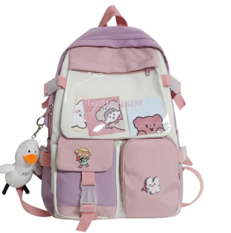 Junior High School Students Hit Color Ins Cute Large-capacity Transparent Backpack
