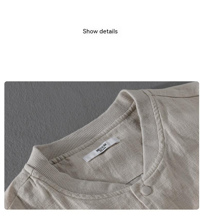 Linen Coat Stand Collar Men's Jacket