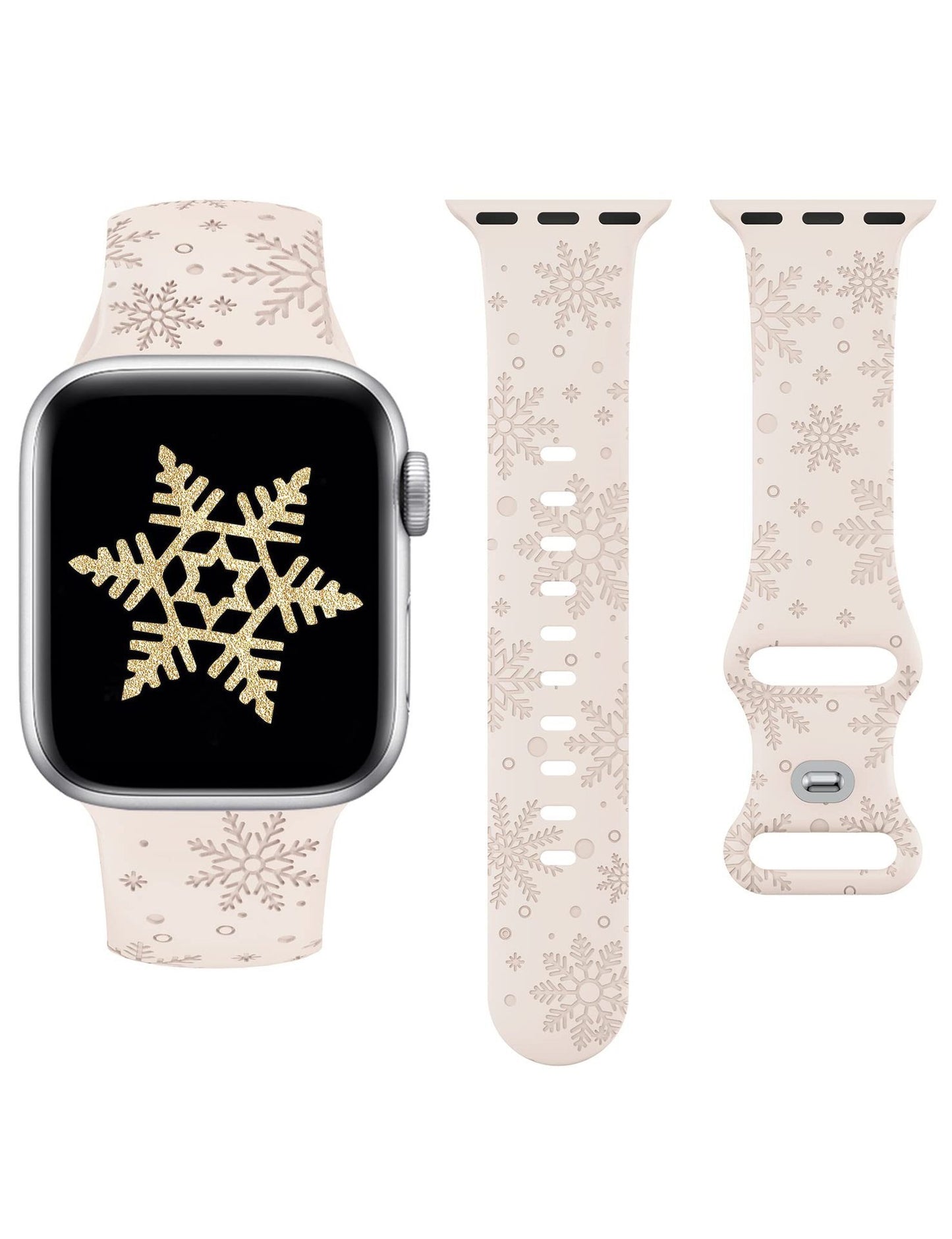 Versatile Christmas Snowflake Laser-engraved Textured Silicone Watch Strap