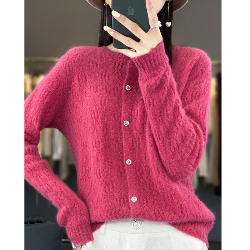 Slimming Round Neck Sweater Coat Women's Top