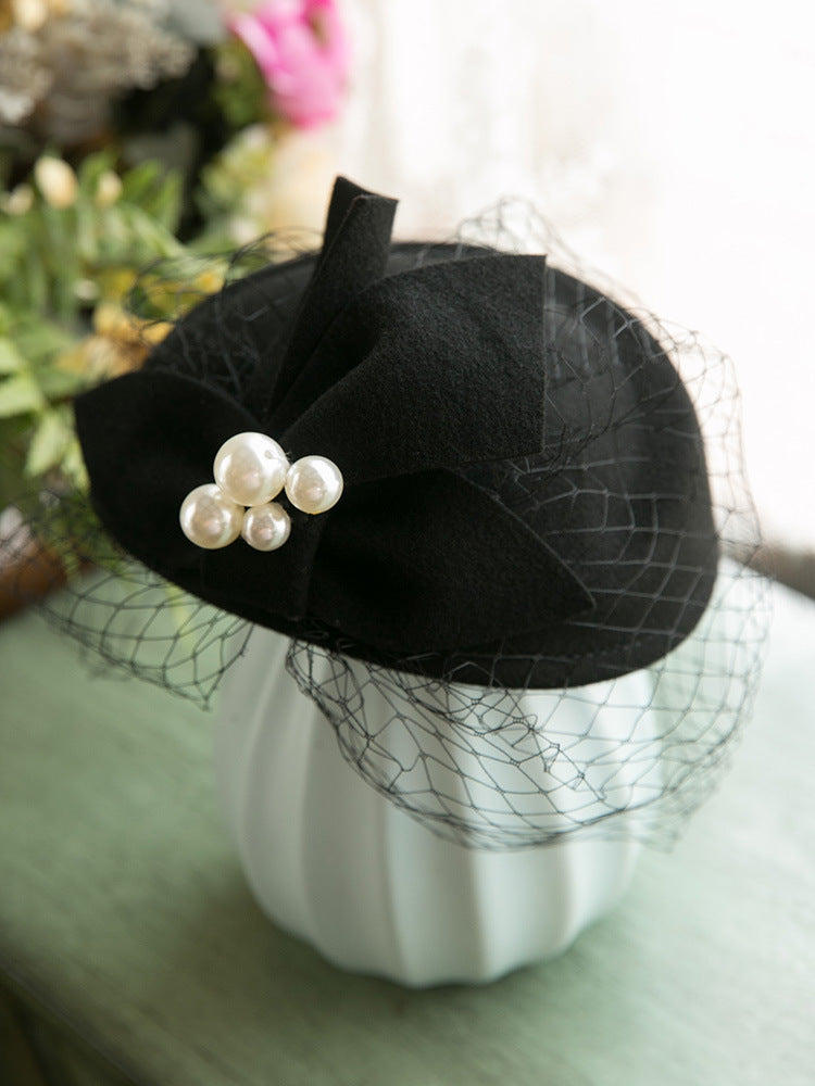 Fransk Elegant Britisk Vintage Mesh Baret