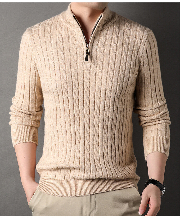 Half-high Neck Loose Zip-up Casual Daily Sweater