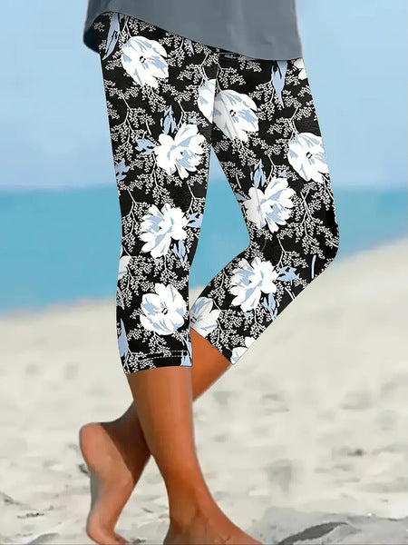 Printed Seaside Series Cropped Leggings  3d