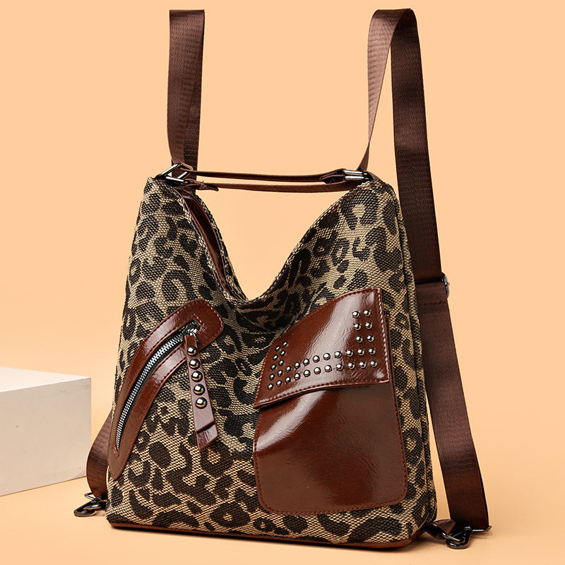 Houndstooth Rygsæk til Kvinder Mode Nitte Design Leopard Skuldertasker