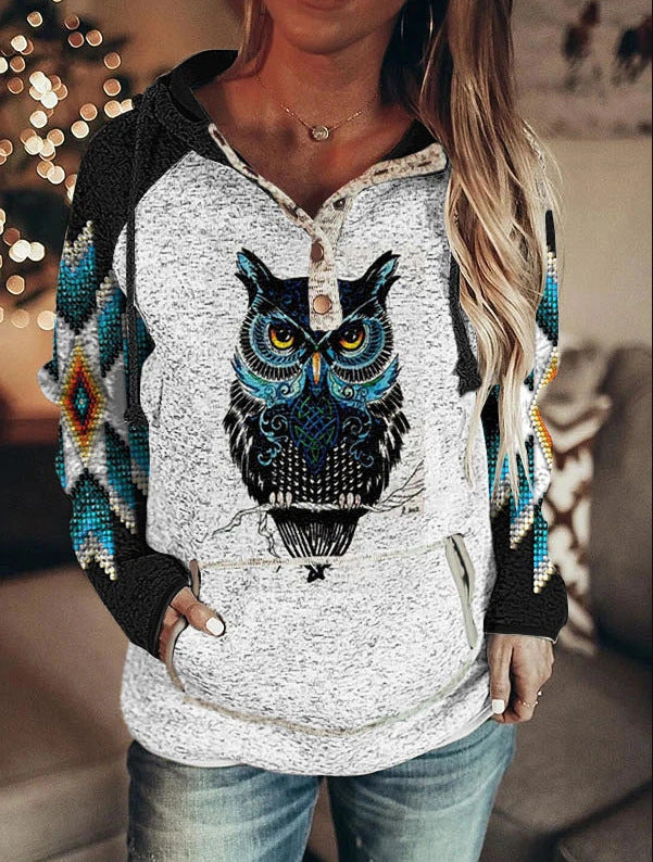 Autumn And Winter Gray Printing Women's Sweater