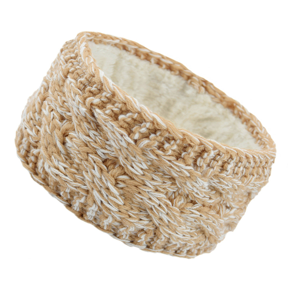 European And American Plus Velvet Knitted Hair Band Wool Color Dot Yarn Headband Variegated Warm Hair Accessories