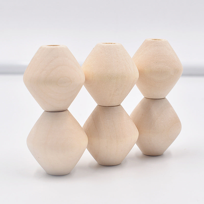 DIY Ornament Accessories Large Hole Rhombus Wooden Bead Tassel Bag Accessories Wooden