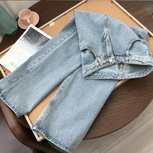 Women's straight-leg high-rise washed jeans
