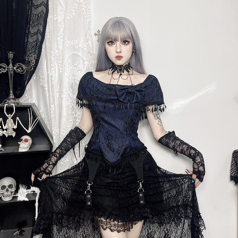 New Lace Off-shoulder Tassel Top For Women
