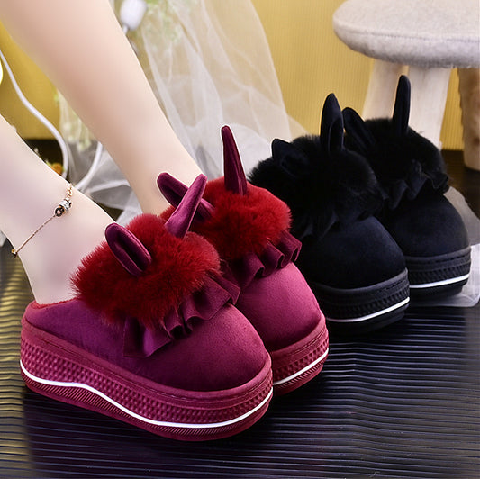 Women's Rabbit Ear Thick Sole Warm Slippers