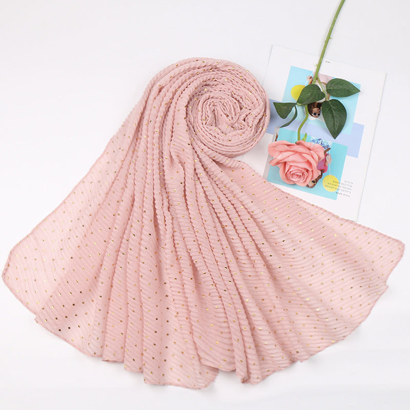 Sprinkle gold folds bronzing cotton and linen scarf