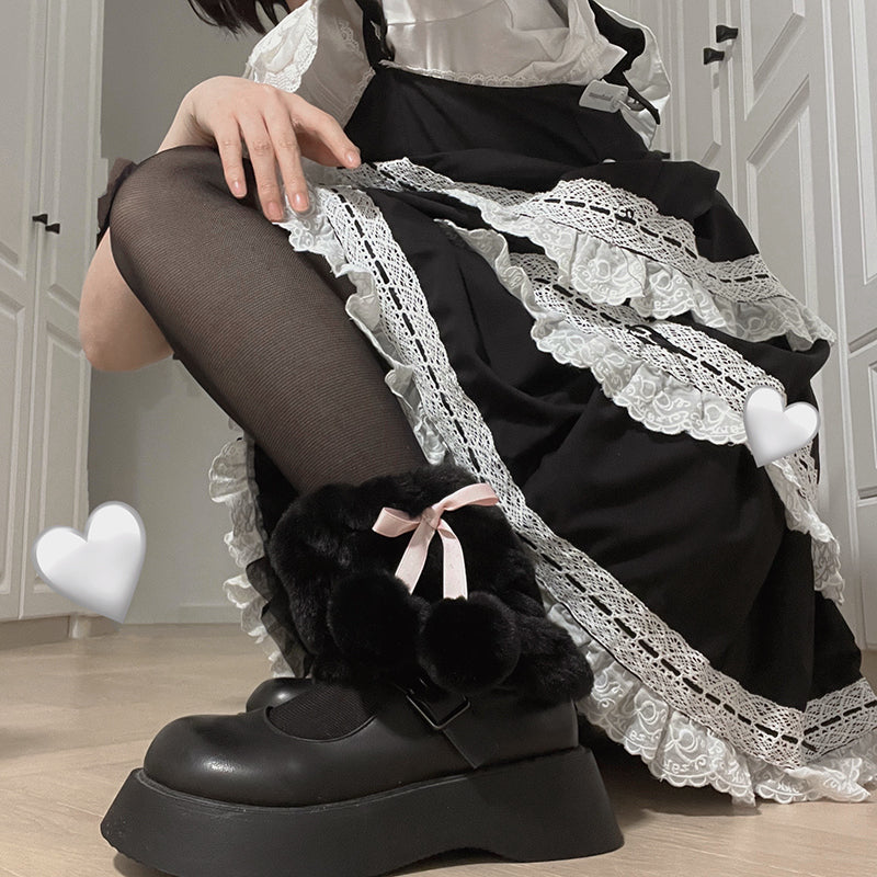 Rabbit Plush Stocking Jacket Winter Warm Solid Color Fur Ball Lolita
