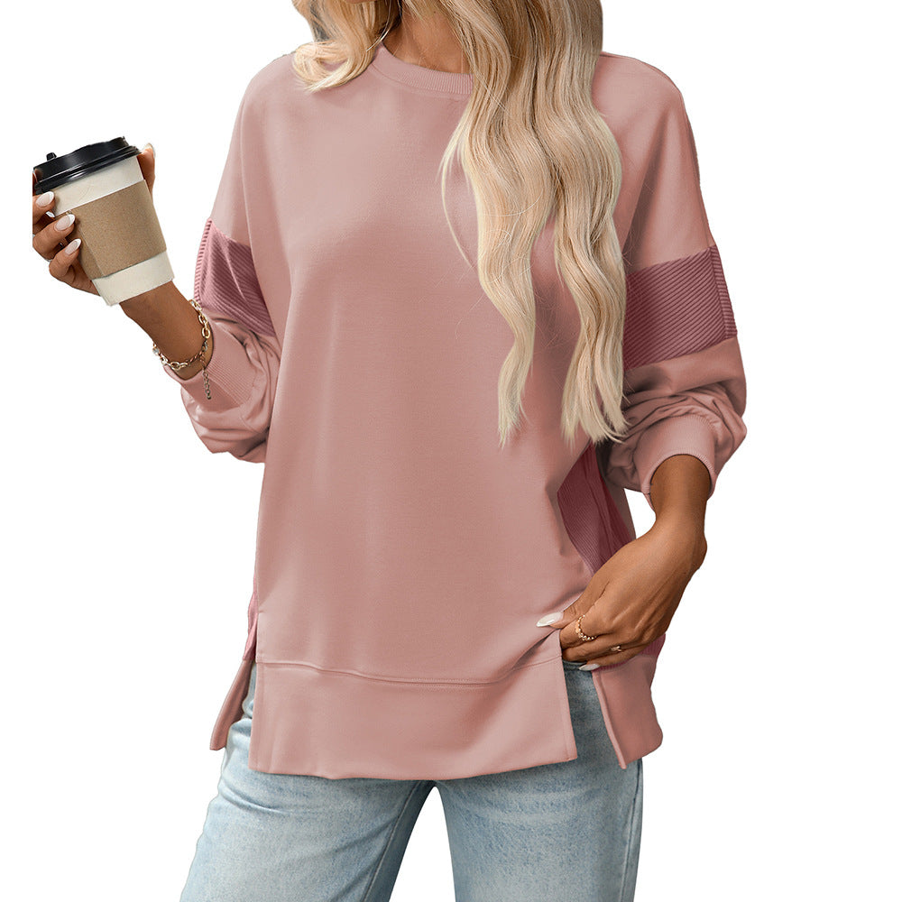 Rund Hals Multicolor Rund Hals All-match Afslappet Løs Sweatshirt