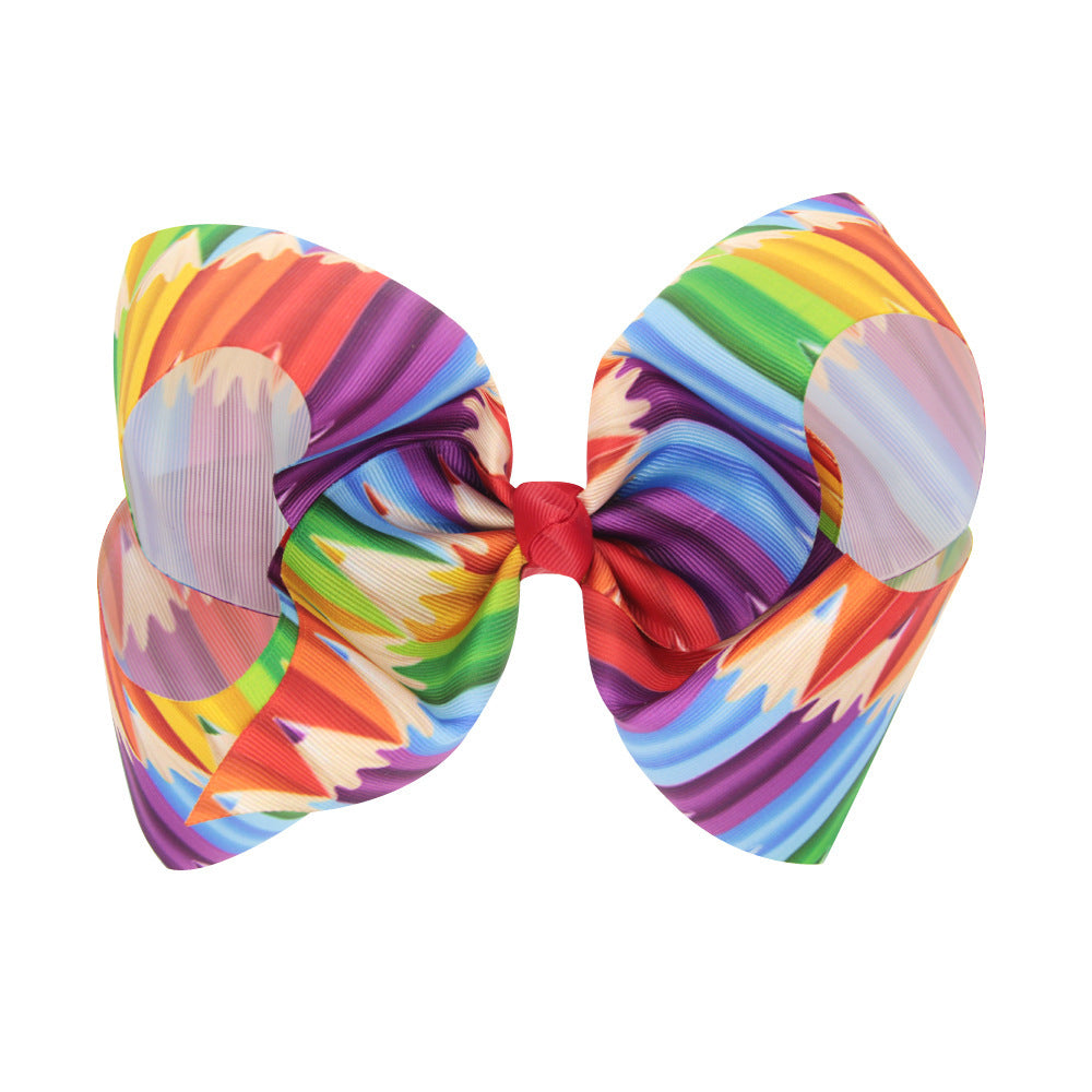 8 Inch Kids Big Bow Bronze Heart Hair Clip